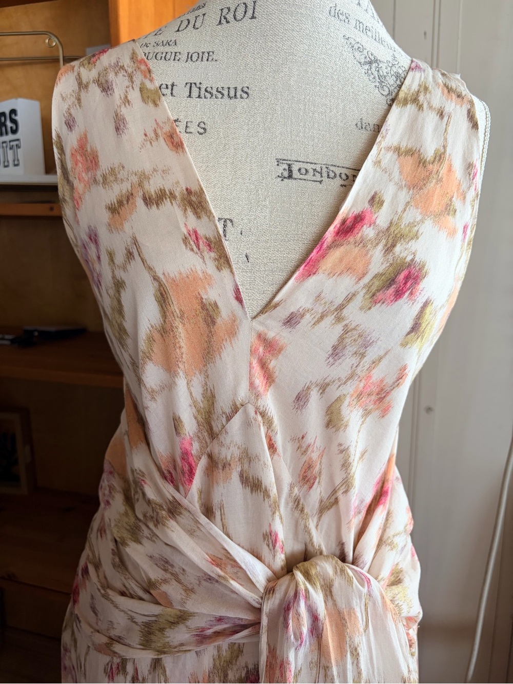 Rebecca Taylor Floral Cotton Front Tie Midi Dress Size 6 Sleeveless Cottagecore - Picture 7 of 9
